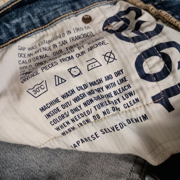 Gap Selvedge Jeans Japanese Blue Indigo Medium Wash Stretch Denim 14 32 Women - Picture 6 of 12